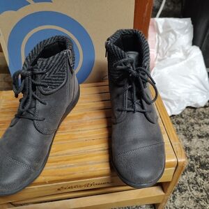 Clarks Smooth Gray Ankle Boots